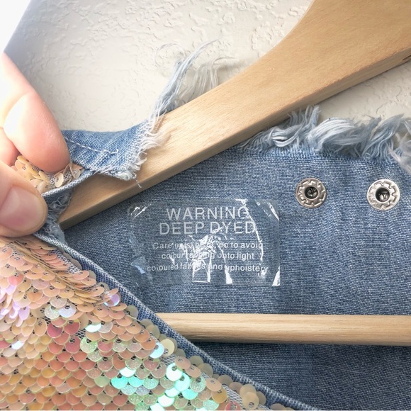Liquor n Poker Sequin Split-Back Denim Top, 10 - Picture 5 of 8